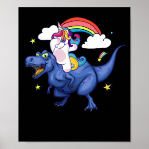 Affiche Dabbing Unicorn Tyrannosaurus Rex Dinosaur arc-en-