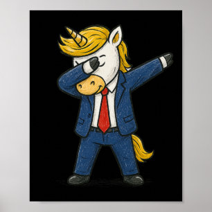 Affiche Dabbing Unicorne Trump Patriotique Dab Pose Usa