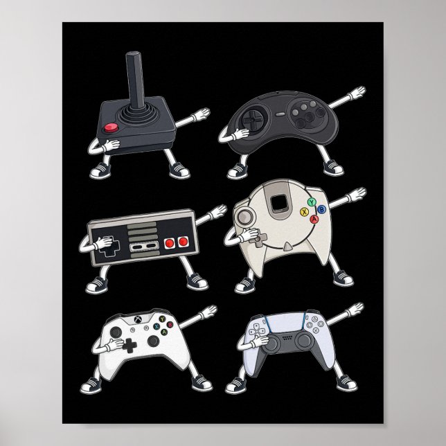 Affiche Dabbing Video Gamer Contrôleurs Fun Boys Jeu pour  (Devant)