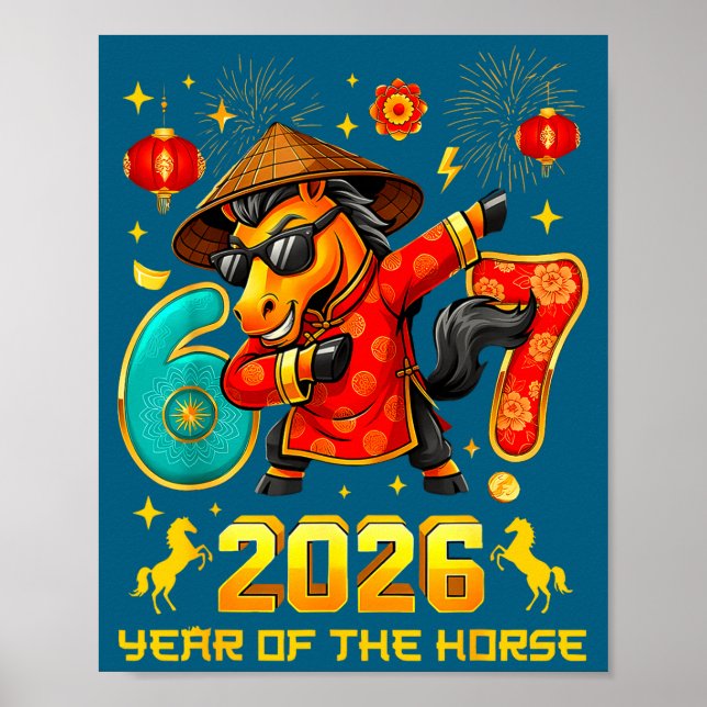 Affiche Dabbing Zodiac Horse Lunar New Year Chinese New Ye (Devant)