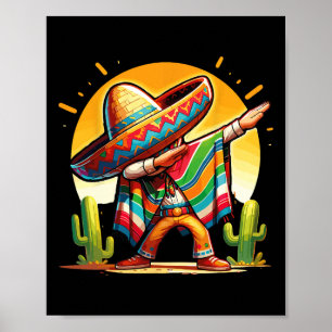 Affiche Dabing mexicain Poncho Sombrero Dab Dance Cinco De