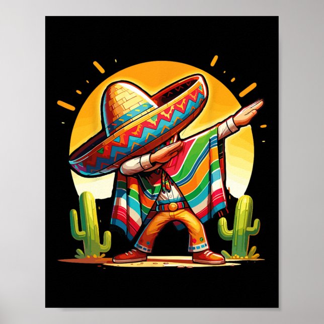 Affiche Dabing mexicain Poncho Sombrero Dab Dance Cinco De (Devant)