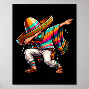 Affiche Dabing mexicain Poncho Sombrero Dab garçon Fiesta