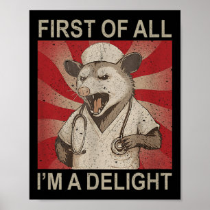 Affiche D'Abord, Je Suis Une Infirmière Raccoon Délicieuse
