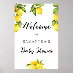 affiche d'accueil baby shower citron d'été