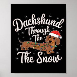 Affiche Dachshund à travers la neige Décor de Noël pour ch