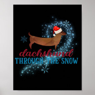 Affiche Dachshund à travers la neige Santa Chien Noël T S