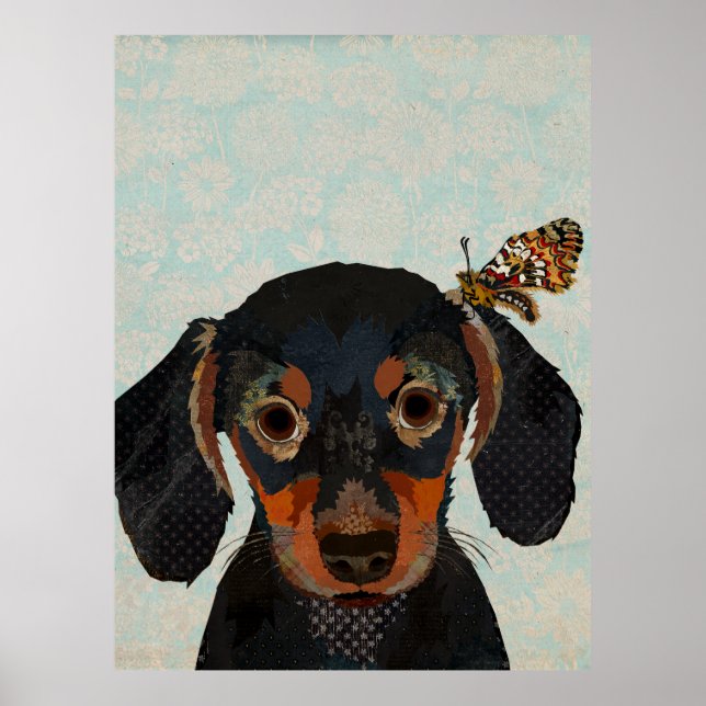 AFFICHE DACHSHUND & BUTTERFLY (Devant)