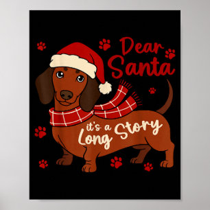 Affiche Dachshund Chien Cher Père Noël C'est Une Longue Hi