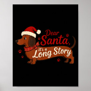 Affiche Dachshund Chien Cher Santa C'est Une Longue Histoi