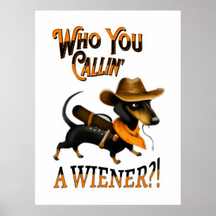 Affiche Dachshund Chien Cowboy Wiener Funny