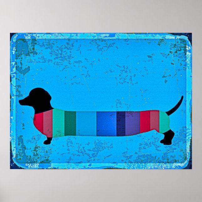 Affiche Dachshund, chien de saucisse d'art Abstrait (Devant)