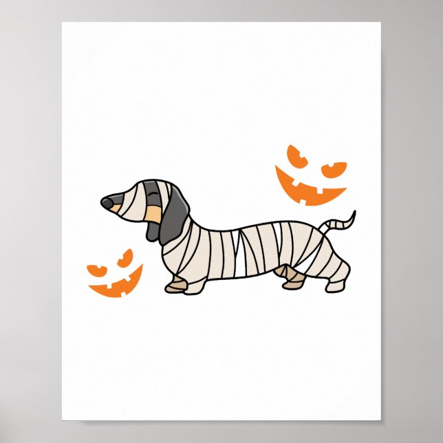 Affiche Dachshund Chien Halloween Candy Corn Pleine lune (Devant)