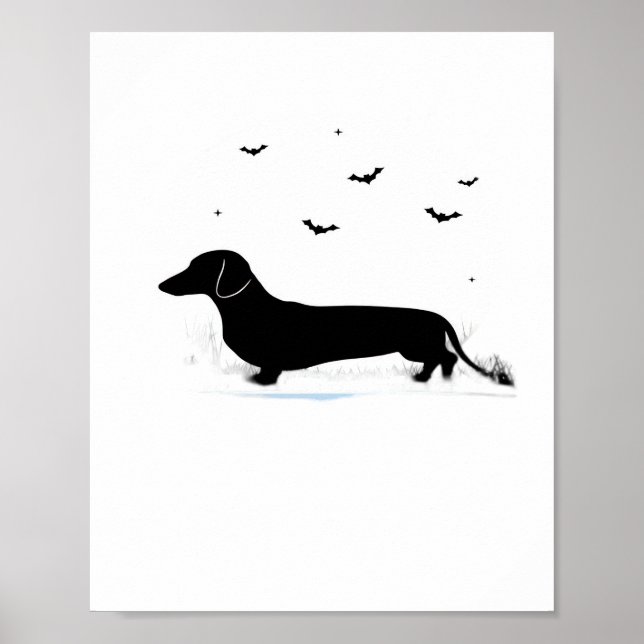 Affiche Dachshund Chien - Halloween Moon Silhouette Classi (Devant)