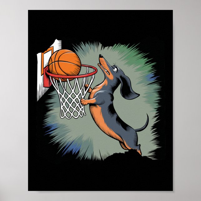 Affiche Dachshund Chiweenie Wiener Dog Jouant Squelette Am (Devant)