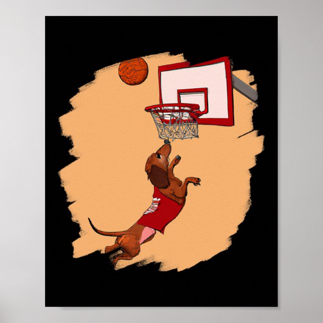Affiche Dachshund Chiweenie Wiener Dog Jouer Bysketbyll (Devant)