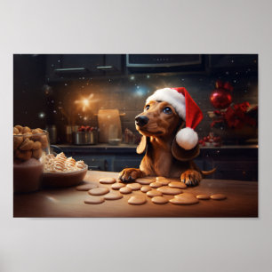 Affiche Dachshund Christmas Cookies Festive Festive Holida