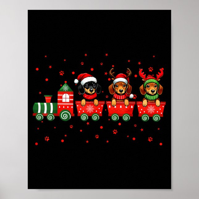 Affiche Dachshund Christmas Dog Lights Santa Xmas Pet Dog  (Devant)