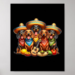 Affiche Dachshund Cinco De Mayo chien saucisse