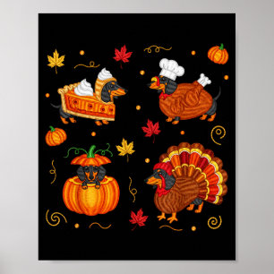 Affiche Dachshund de Thanksgiving Chien Saucisse Dinde Mig