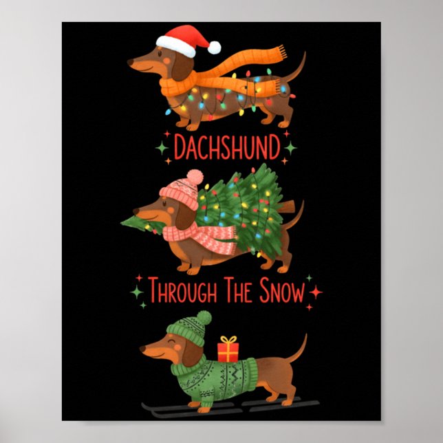 Affiche Dachshund Dogs Christmas Sweater Dachshund Through (Devant)