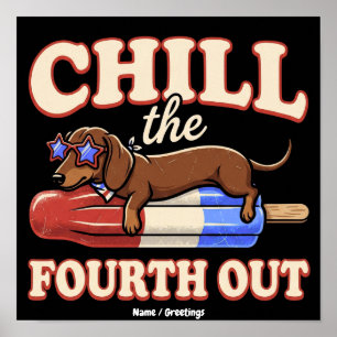 Affiche Dachshund drôle 14 juillet Faites passer le quatri