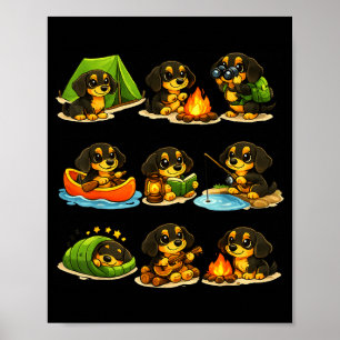 Affiche Dachshund drôle de camping chien mignon randonnée