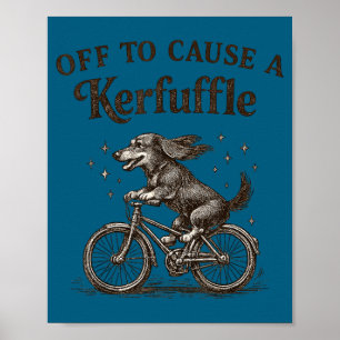 Affiche Dachshund drôle pagaille chaos chien wiener vintag