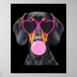 Affiche Dachshund drôle portant des lunettes et soufflant 