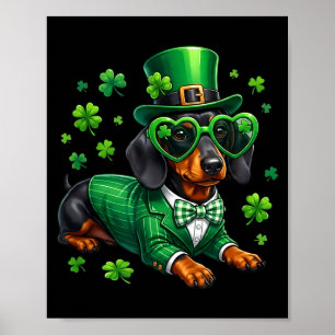 Affiche Dachshund drôle trèfle jour de la Saint-Patrick ch