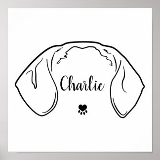 Affiche Dachshund Ears Line Dessin Illustration minimale