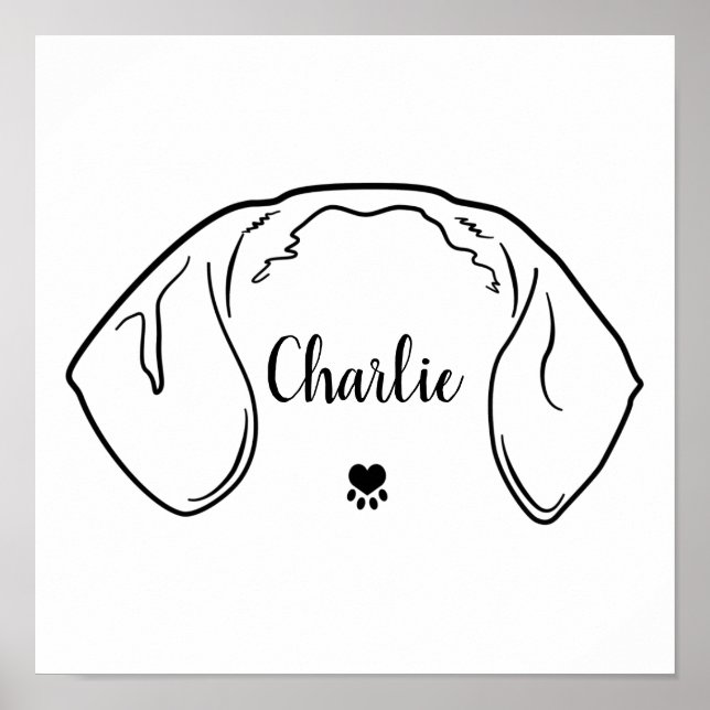 Affiche Dachshund Ears Line Dessin Illustration minimale (Devant)