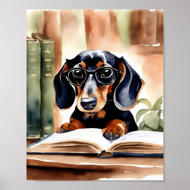 Affiche Dachshund en aquarelle (Devant)