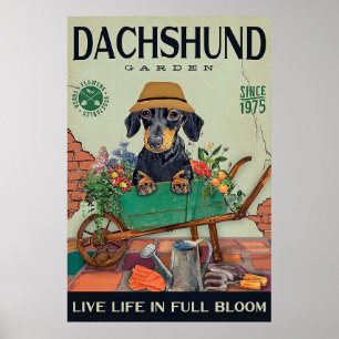 Affiche Dachshund Gardening amusant citations cadeaux