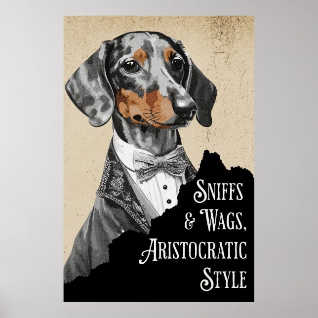 Affiche Dachshund Gentleman de l'époque victorienne (Devant)