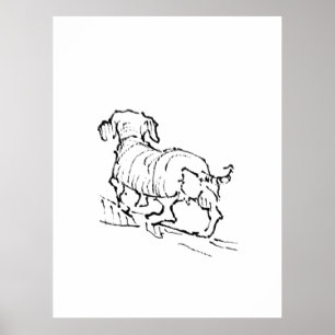 Affiche Dachshund Heureux – Illustration de chien saucisse