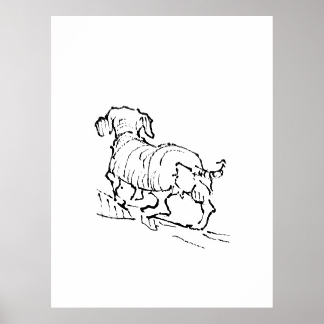 Affiche Dachshund Heureux – Illustration de chien saucisse (Devant)