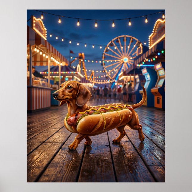 Affiche Dachshund Hot Dog (Devant)