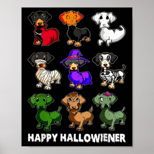 Affiche Dachshund Joyeux Halloweiner Fun Halloween Chiens