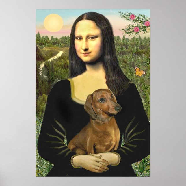 Affiche Dachshund (marron1) - Mona Lisa (Devant)