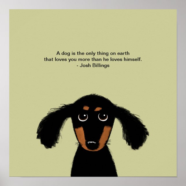 Affiche Dachshund mignon avec citation de Josh Billings (Devant)
