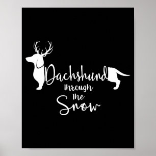 Affiche Dachshund Neige Mignon Wiener Weiner Propriétaire 