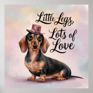 Affiche Dachshund Petits Jambes Beaucoup d'amour