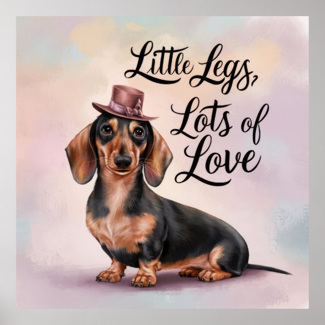 Affiche Dachshund Petits Jambes Beaucoup d'amour (Devant)