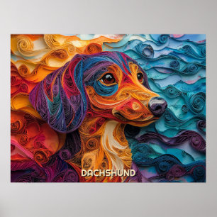 Affiche Dachshund Quitter Art Portrait Chien