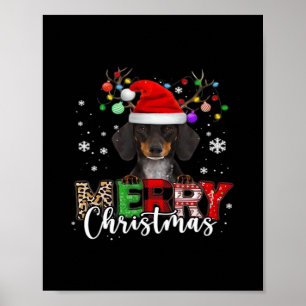 Affiche Dachshund Santa Chien Joyeux Noël T-Shirt Oversize