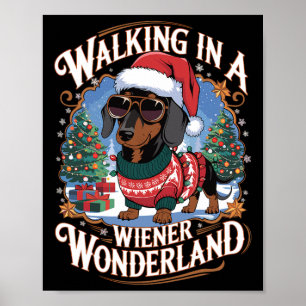 Affiche Dachshund Santa Hat Costume de Noël Amoureux des c