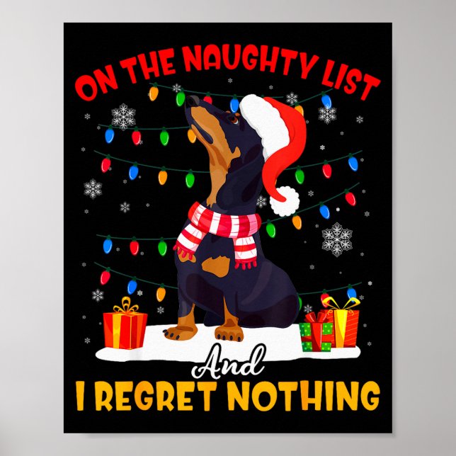 Affiche Dachshund Santa On The Naughty List Dachshund Chri (Devant)
