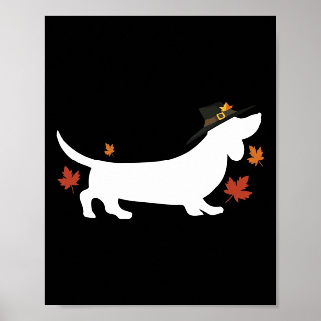 Affiche Dachshund Thanksgiving Pilgrim Fall (Devant)