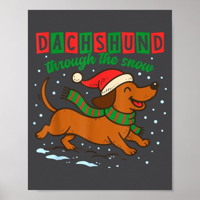 Affiche Dachshund Through The Snow Funny Christmas Wiener  (Devant)